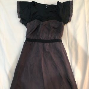 brown w/black collar dress